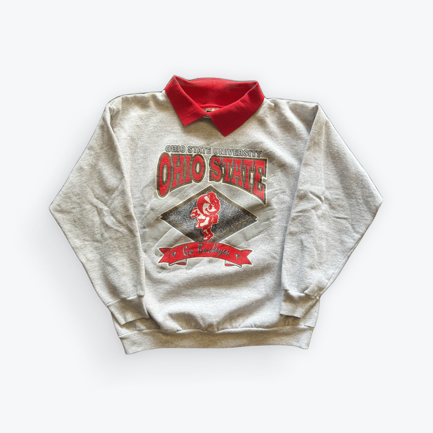 Vintage 90's Tultex Ohio State University Brutus Go Buckeyes Collared Crewneck