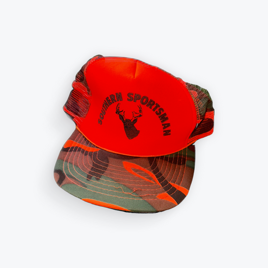 Vintage 90's Speedway Southern Sportsman Orange Hunter Camo Snapback Hat