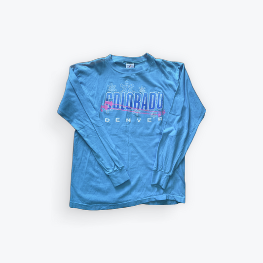 Vintage 1989 Denver Colorado Snowflake Longsleeve Location Shirt