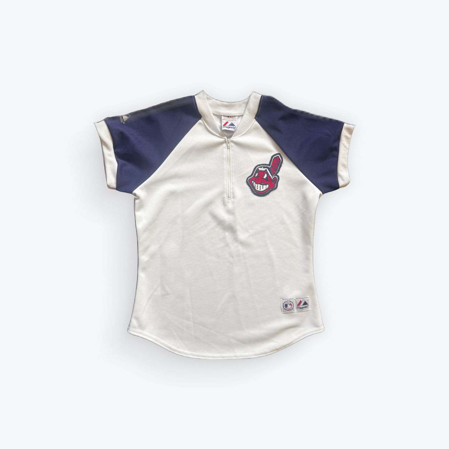 Vintage 00's Ladies Cleveland Indians Chief Wahoo Quarter Zip Jersey