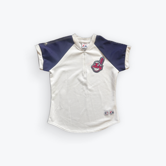 Vintage 00's Ladies Cleveland Indians Chief Wahoo Quarter Zip Jersey
