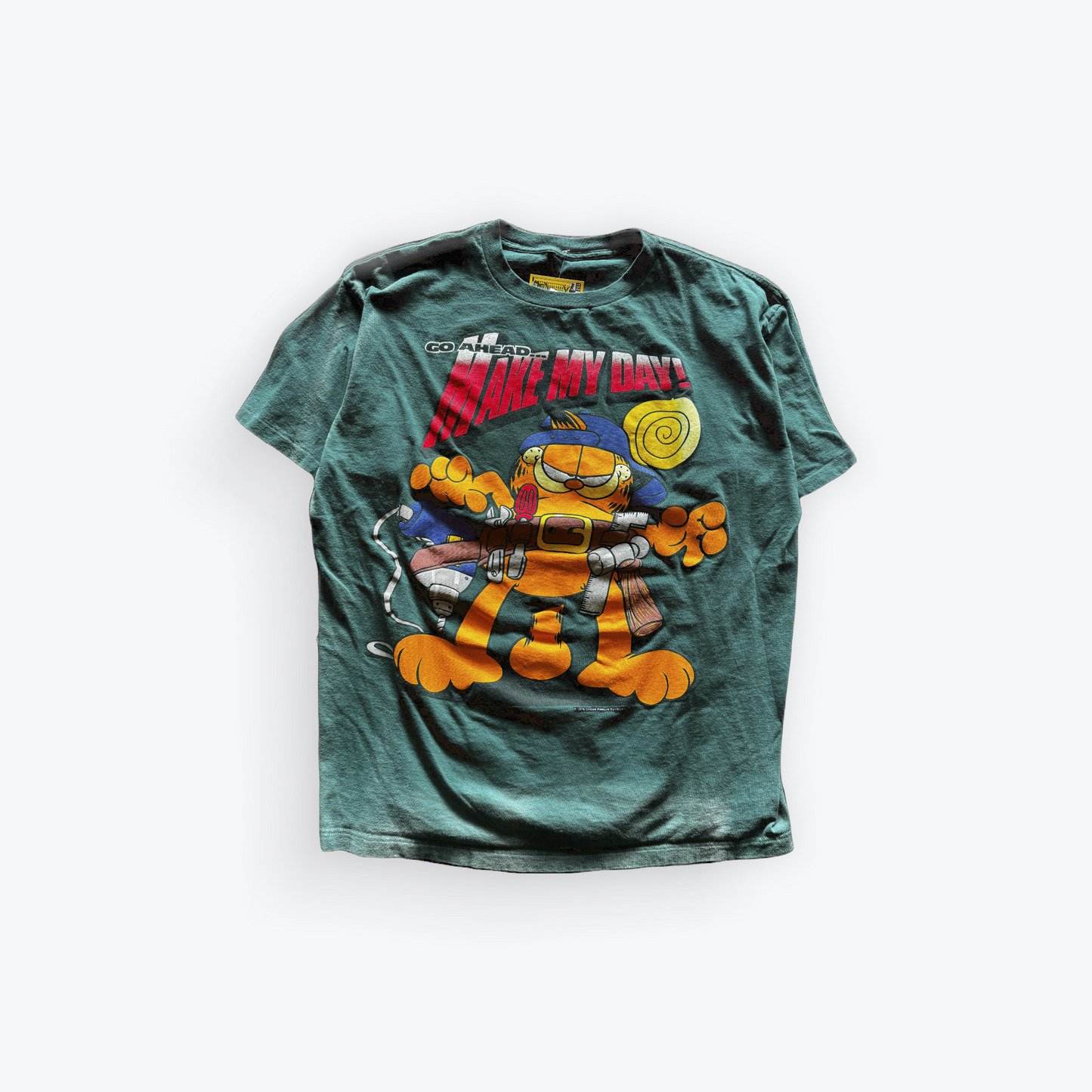 Vintage 90's Garfield Tool Man Go Ahead Make My Day Shirt