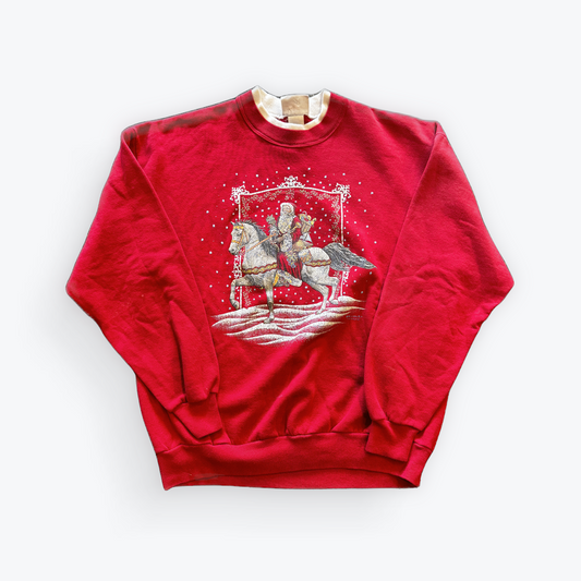 Vintage 00's Santa Horseback Christmas Sweatshirt