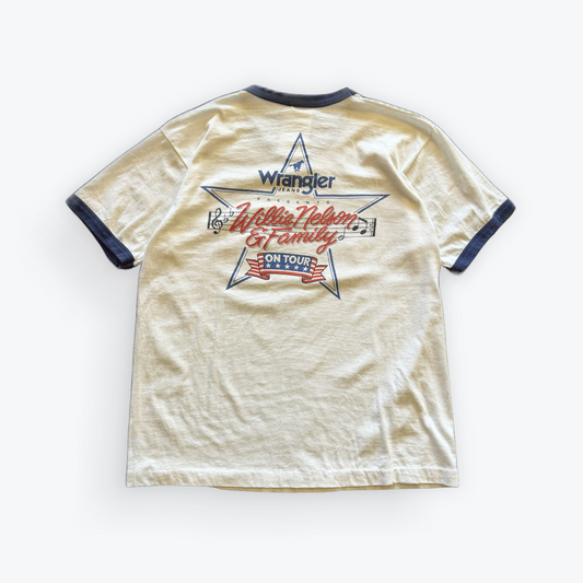 Vintage 1984 Willie Nelson and Family On Tour Sponsored by Wrangler Jeans Ringer Tee
