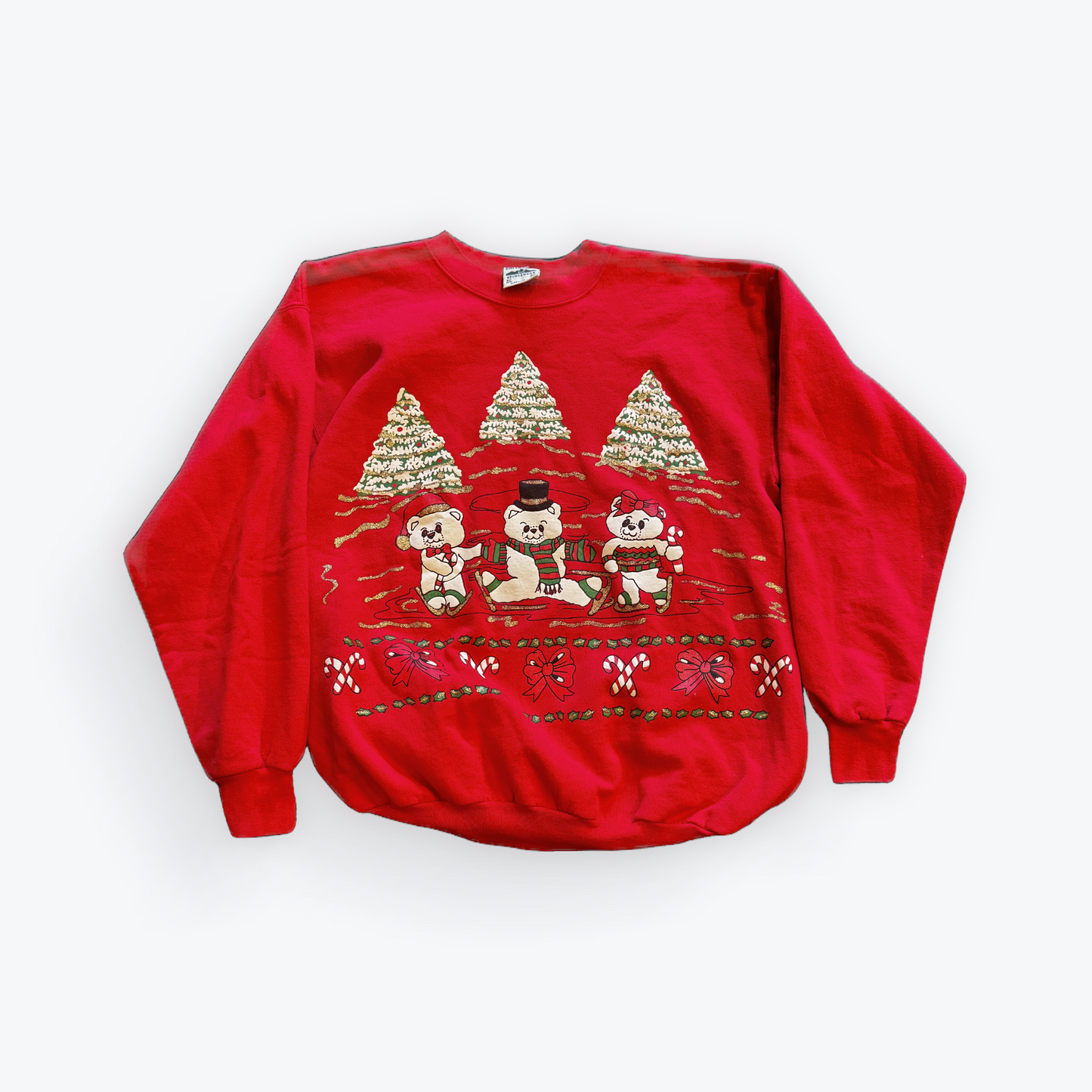 Vintage 90's Ice Skating Bears Holiday Crewneck