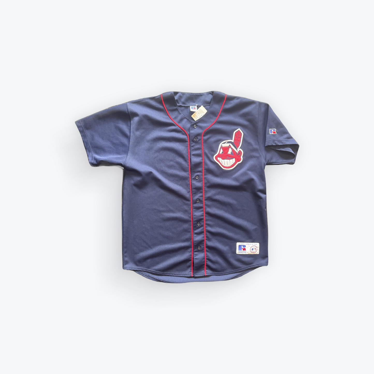 Vintage 90's Russell Cleveland Indians Chief Wahoo Baseball Jersey