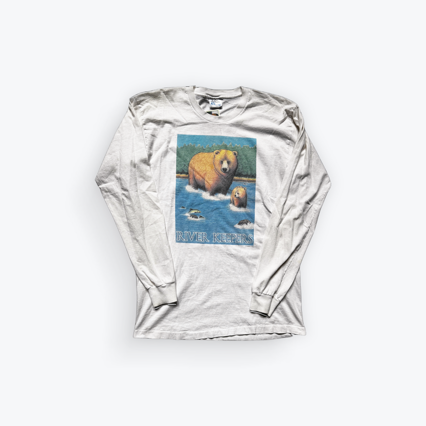 Vintage 90's River Keepers Brown Bear Longsleeve Shirt