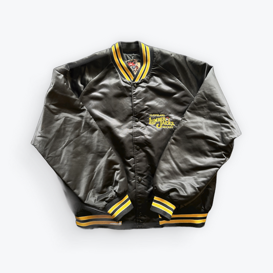 Vintage 90's Chalkline Cleveland Lumberjacks Satin Bomber Jacket