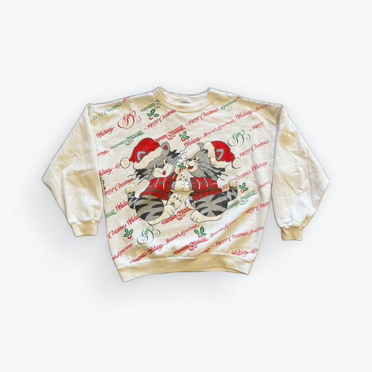 Vintage 90's Christmas Cats Crewneck