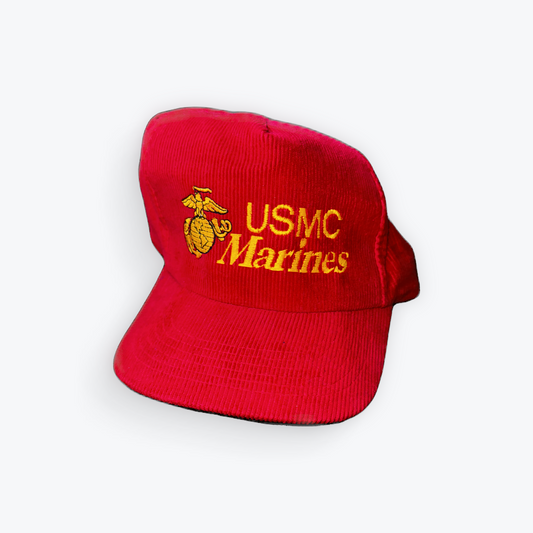 Vintage 90's Corduroy USMC Marines Snapback Hat