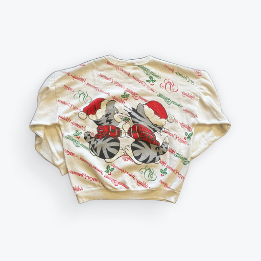 Vintage 90's Christmas Cats Crewneck