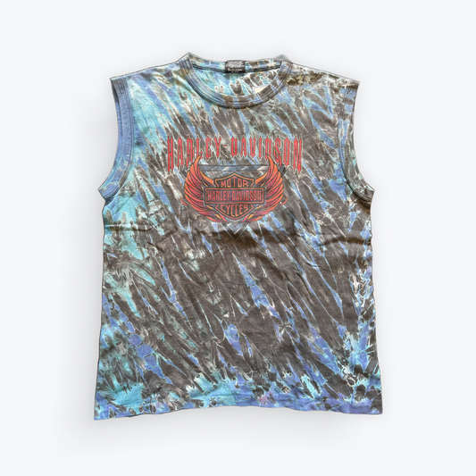 Vintage 90's Reverse Tie Dyed Harley Davidson Tank Top
