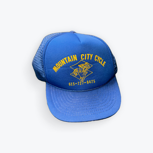 Vintage 90's Mountain City Cycle Trucker Snapback Hat