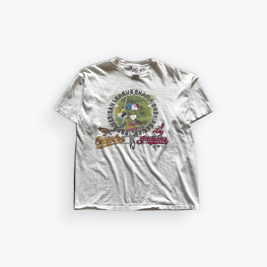 Vintage 1997 Baltimore Orioles vs. Cleveland Indians AL Championship Shirt