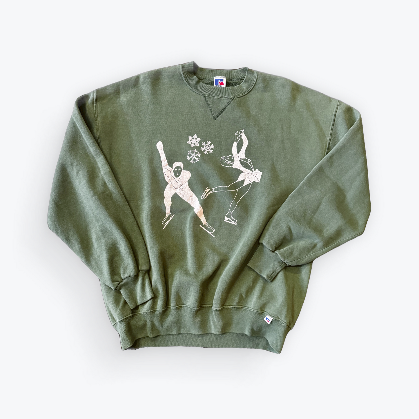 Vintage 90's Russell Ice Skating Snowflake Crewneck