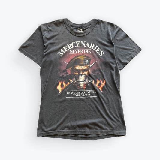 Vintage 1988 USMC Mercenaries Never Die They Just Go to Hell to Recoup Shirt