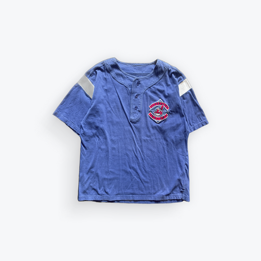 Vintage 90's Mirage Cleveland Indians Chief Wahoo Quarter Buttoned Cotton Baseball Jersey