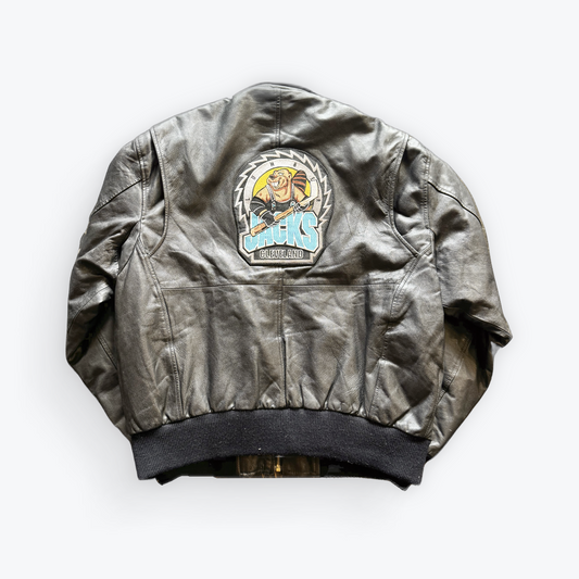 Vintage Y2K Phase 2 Cleveland Lumberjacks Beaver Embroidered Leather Jacket