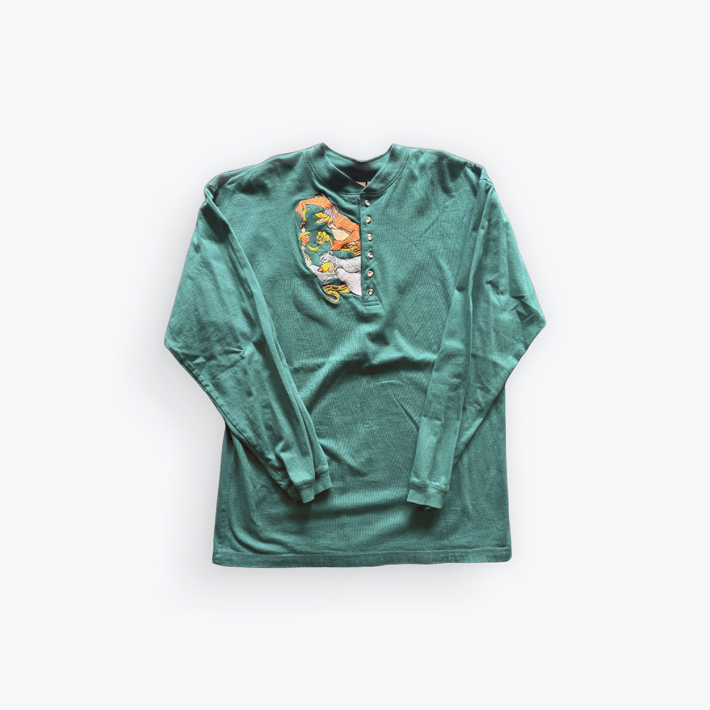 Vintage 90's The Jungle Book Embroidered Quarter Buttoned Long Sleeve Shirt