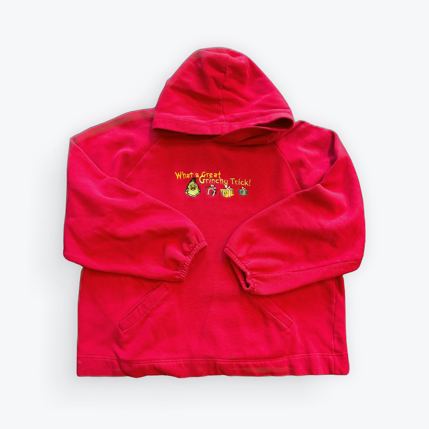 Vintage 90's What A Grinchy Trick Embroidered Hooded Sweatshirt