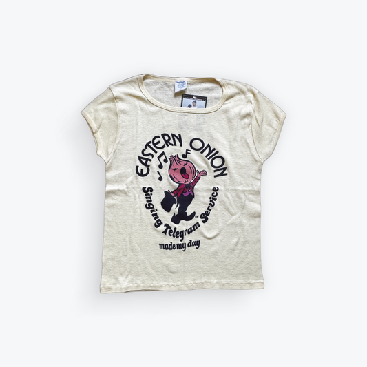 Vintage 80's Eastern Onion Singing Telegram Service Made My Day Adult Baby Tee