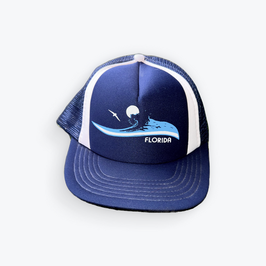 Vintage 90's Florida Ocean Wave Trucker Snapback Hat