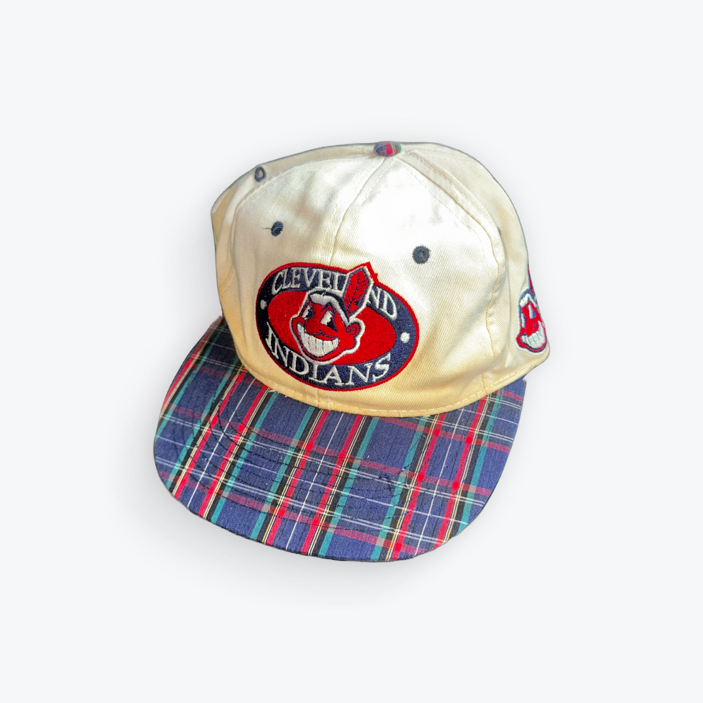 Vintage 90's Flannel Billed Chief Wahoo Cleveland Indians Snapback