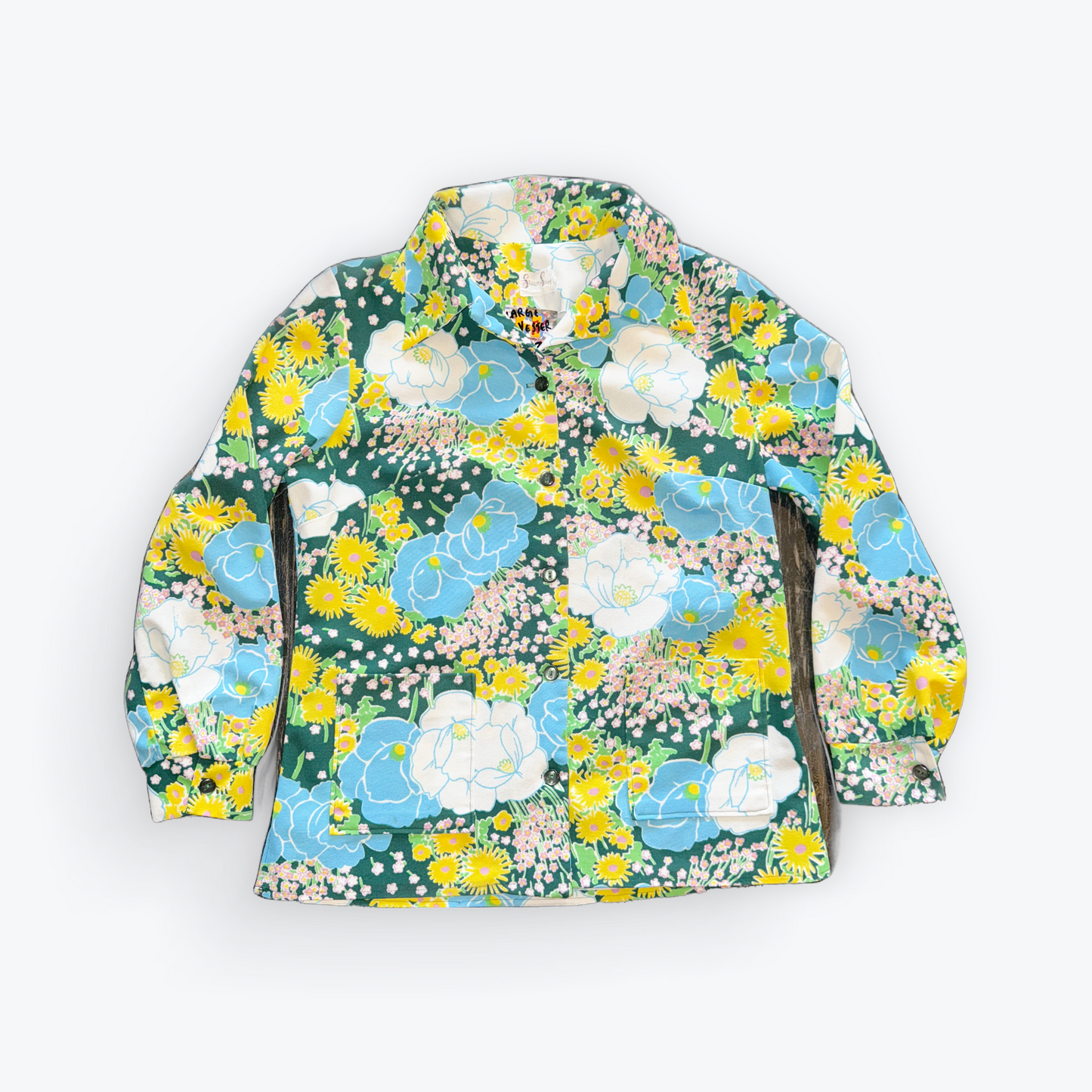 Vintage 70's Polyester Floral Print Button Up