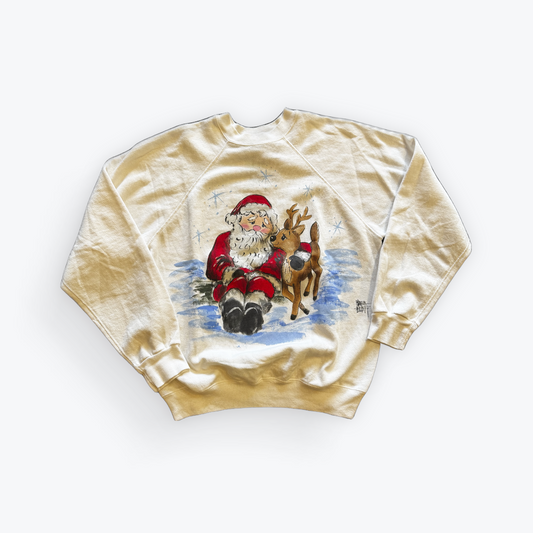 Vintage 90's Santa Claus and Reindeer Crewneck