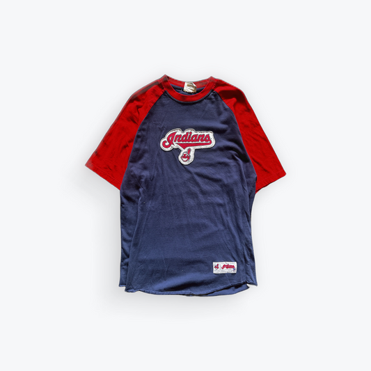 Vintage 00's Cleveland Indians Printed Patch Color Block Shirt