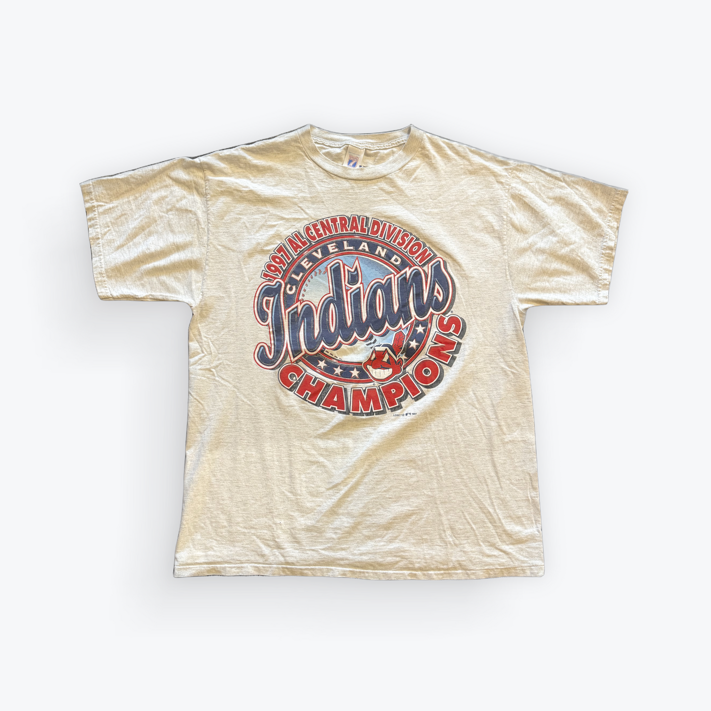 Vintage 1997 Logo 7 Cleveland Indians Central Division Champs Tee