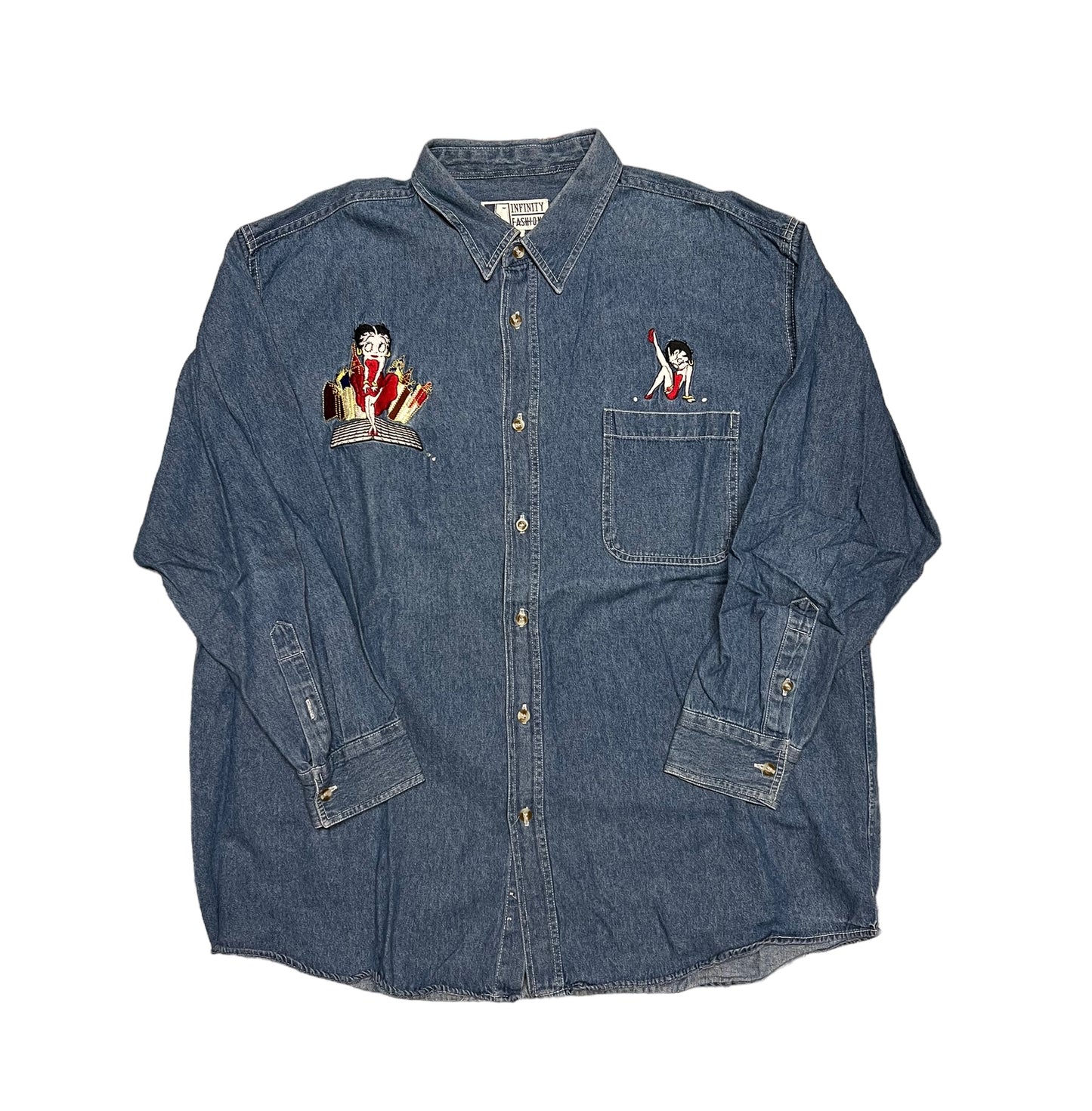 1990s Betty Boop Denim Button Down