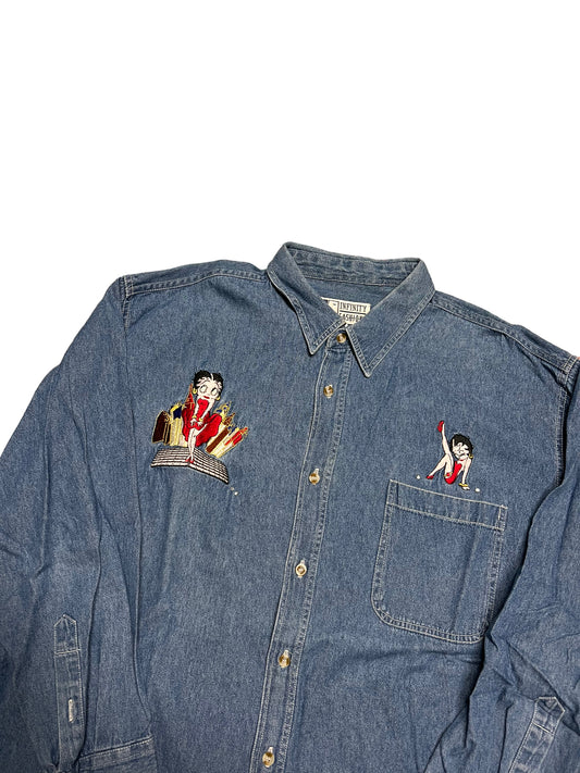 1990s Betty Boop Denim Button Down