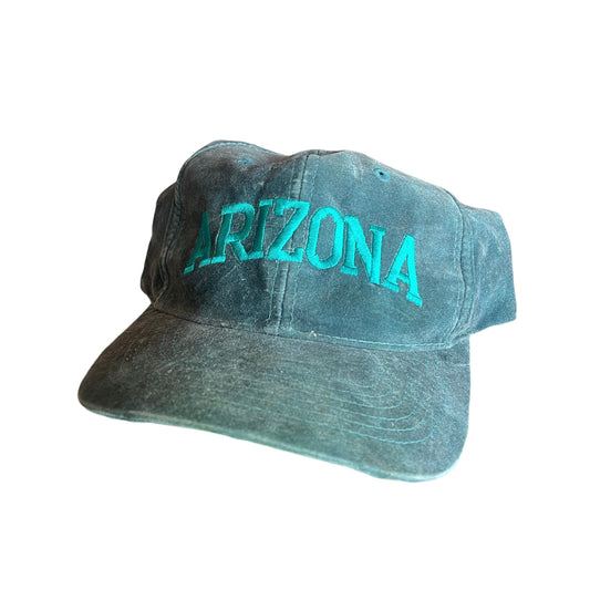 Vintage Arizona 90s Green Velour Velvet Snap Back Hat