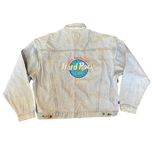 Hard Rock Light Denim Jacket Back Graphic