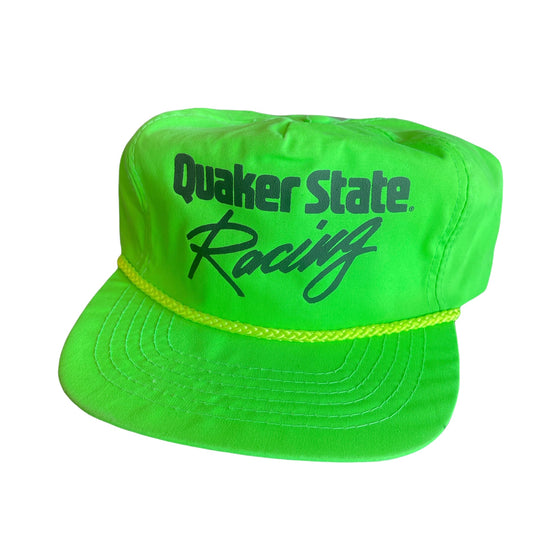 Vintage 80s Neon Nascar Quaker Racing Surfer Zip Tie Cap