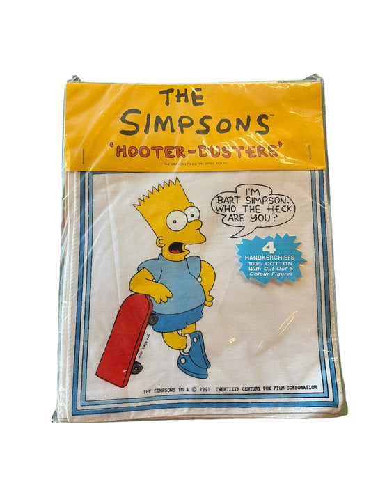 Vintage 1991 Simpsons Hooter Dusters Handkerchiefs