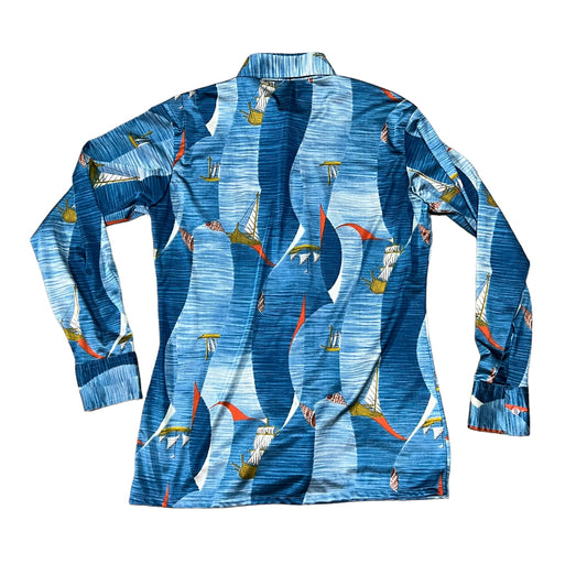 Vintage 1960s/70s Boat Novelty Print Button Down