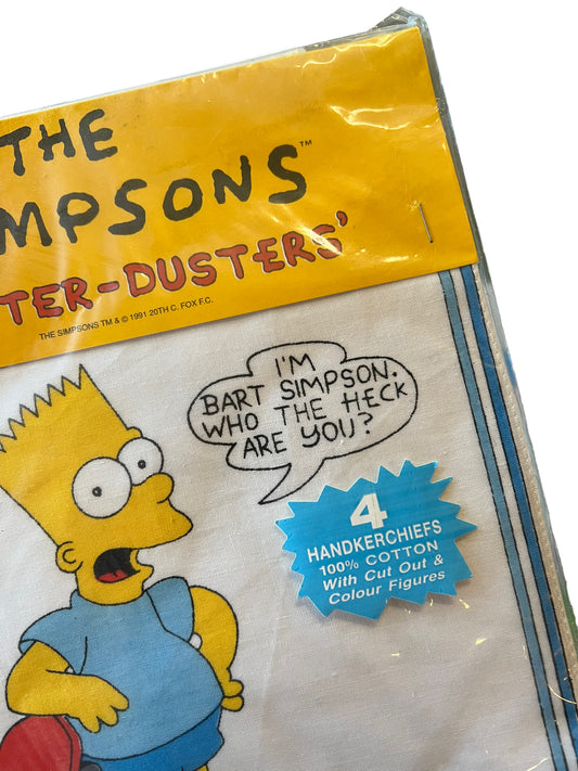 Vintage 1991 Simpsons Hooter Dusters Handkerchiefs
