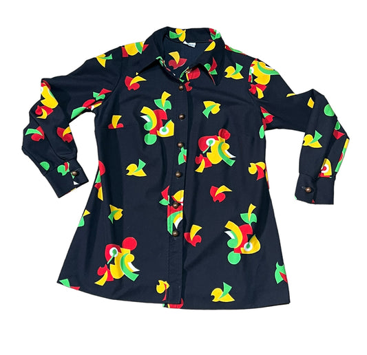 Vintage 1970s Abstract Print Button Down