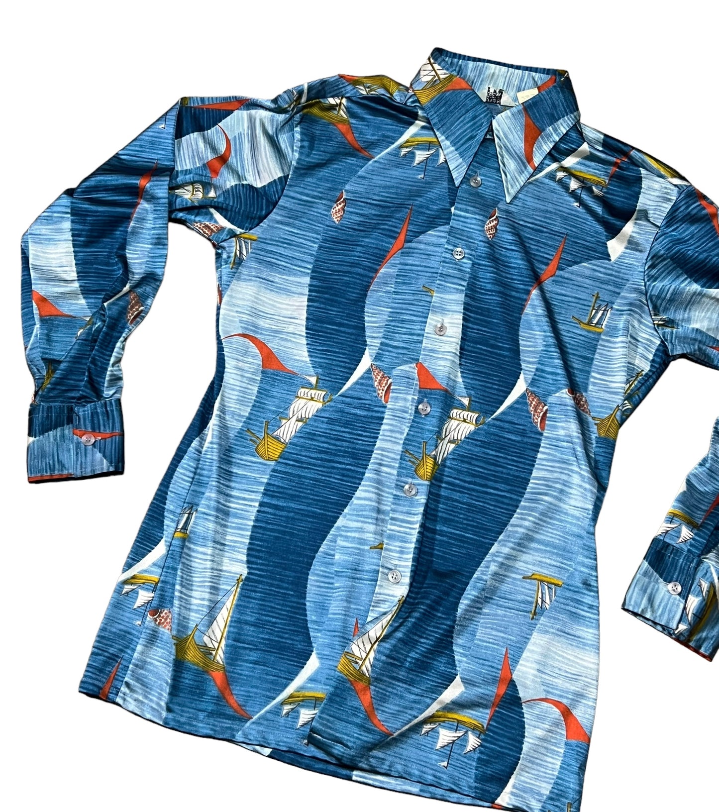 Vintage 1960s/70s Boat Novelty Print Button Down