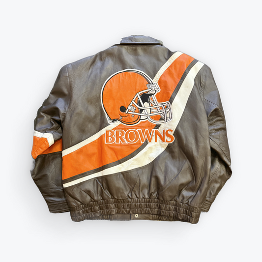 Vintage Y2K Reebok NFL Cleveland Browns Leather Jacket