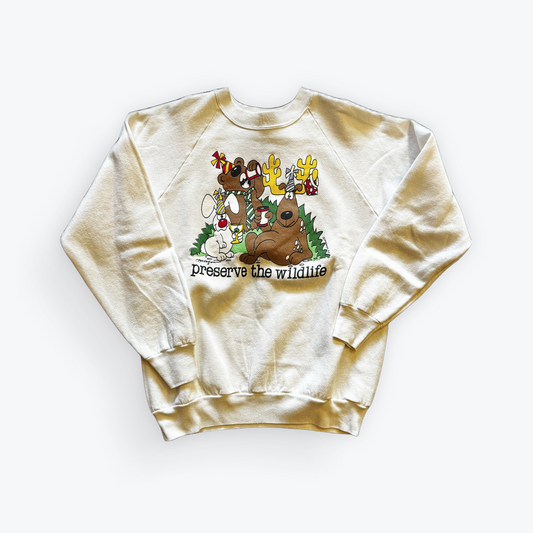 Vintage Deadstock 80's Preserve the Wildlife Reindeer Christmas Crewneck