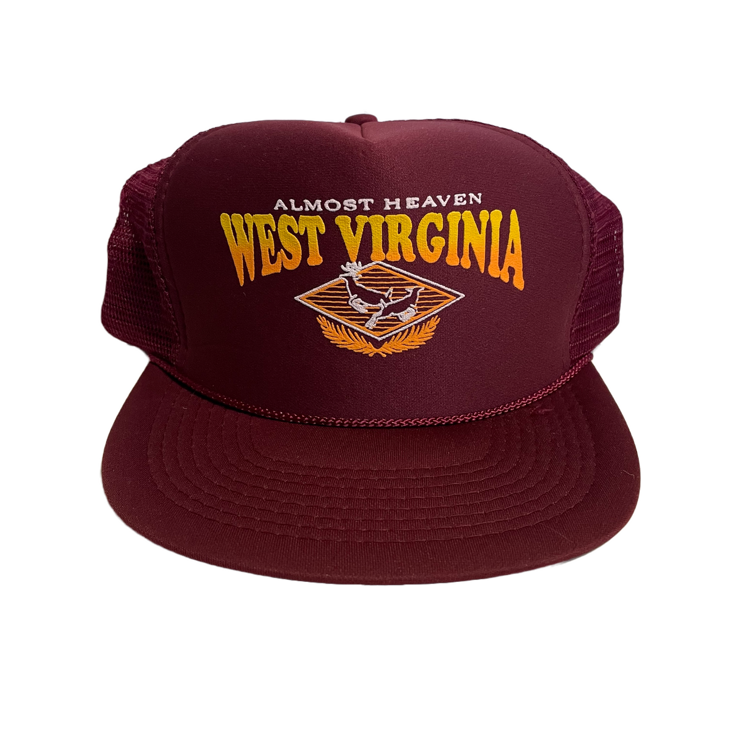 Vintage Almost Heaven West Virginia Snapback Trucker Hat 90s