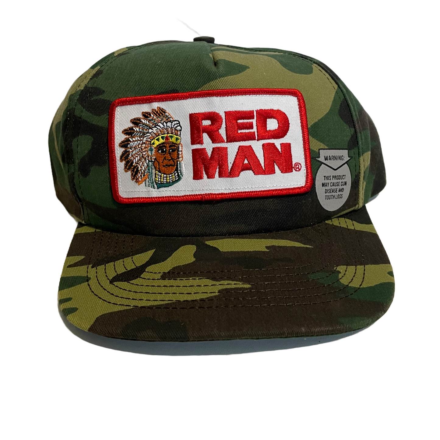 Vintage Red Man Chewing Tobacco Snapback Camo Hat 80s Made in USA