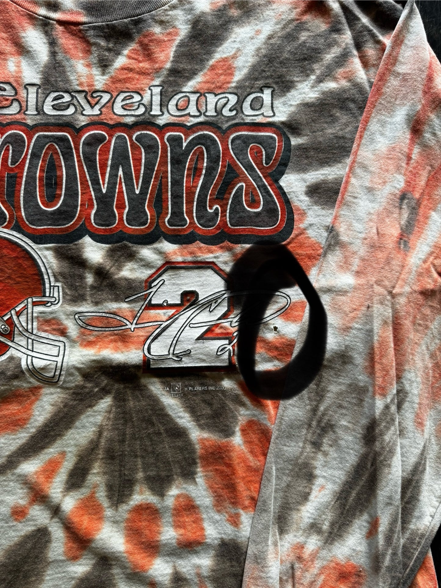 Vintage 1999 Cleveland Browns Tim Couch #2 Longsleeved Tie-Dye Shirt