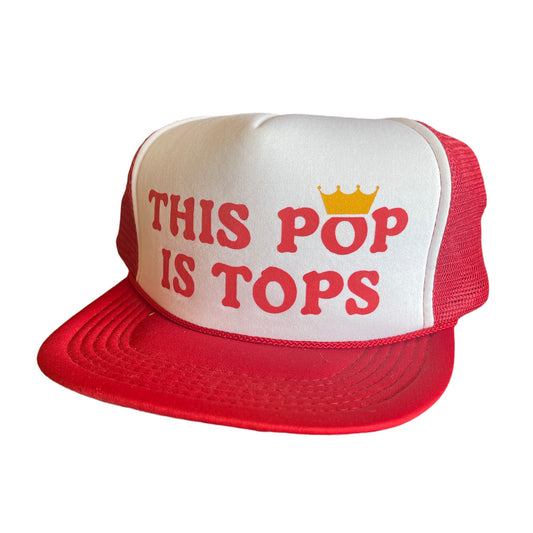 Vintage 80s This Pop is Tops Novelty Trucker Snap Back Hat