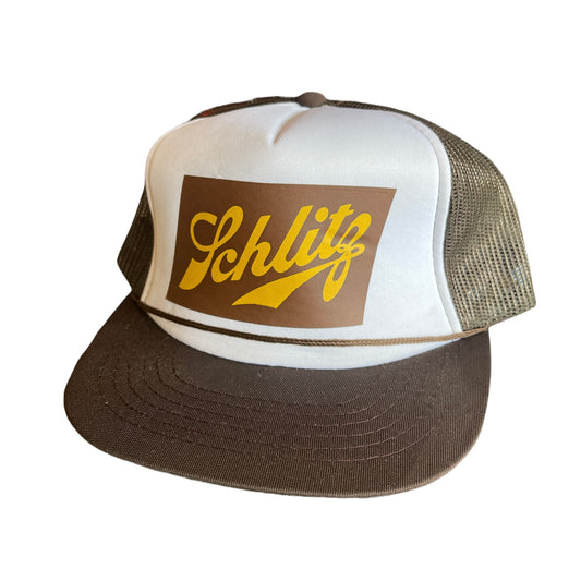 Vintage 80s Schlitz Beer Trucker Snap Back Hat