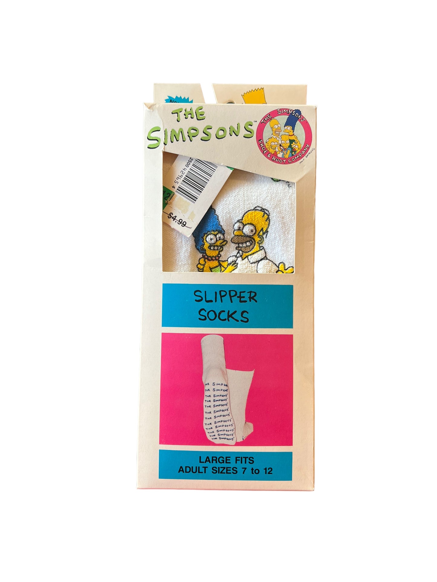 Vintage Simpsons White Slipper Socks