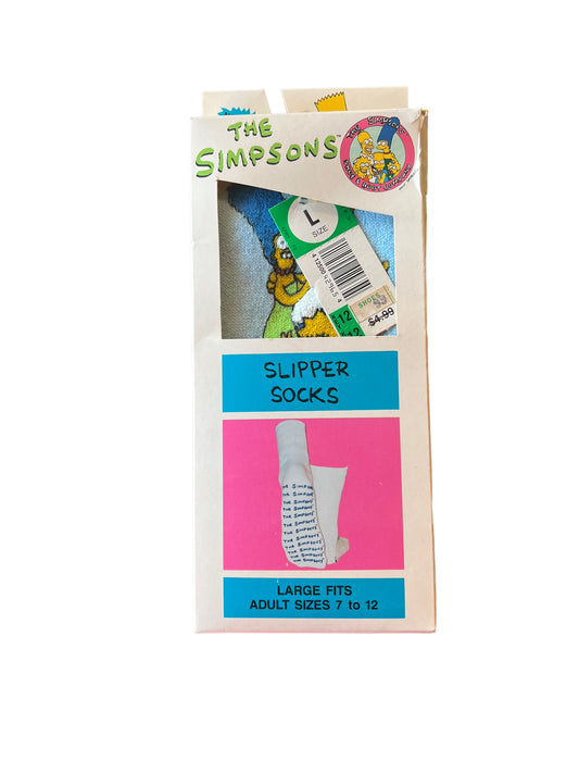Vintage 1990 Simpsons Baby Blue Slipper Socks